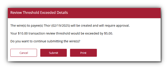 wire transfer enhancement pop up